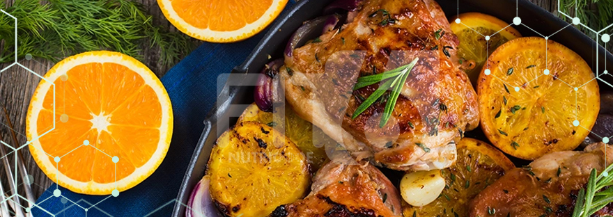 Peitos de frango com laranja e alecrim